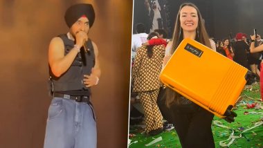 Diljit Dosanjh’s Delhi Concert: Punjabi Singer Gifts Suitcase to a Russian Female Fan During His Show; Video Goes Viral – WATCH