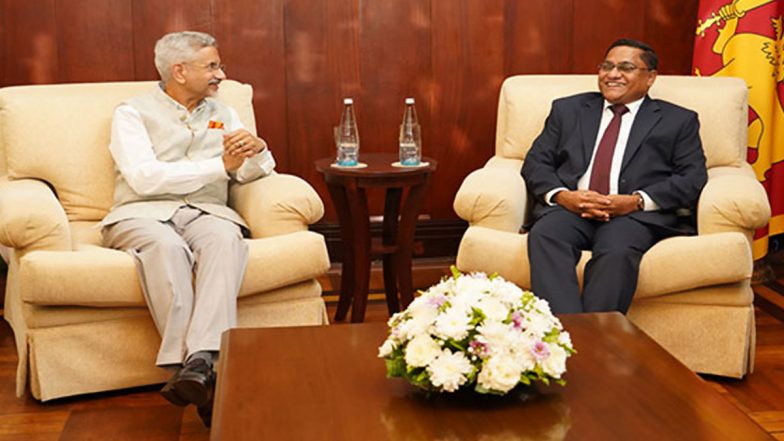 EAM S Jaishankar Meets Sri Lankan Counterpart Vijitha Herath, Assures India’s Support for Economic Rebuilding (See Pics)