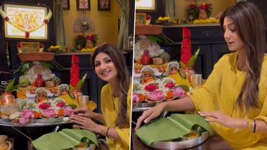 Navratri 2024: Shilpa Shetty Kundra Shares Glimpse of Her Traditional ‘Mata Ka Darbaar’ at Home, Wishes Fans ‘Positivity’ This Festive Season (Watch Video)