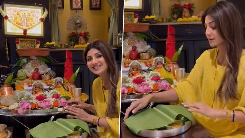 Navratri 2024: Shilpa Shetty Kundra Shares Glimpse of Her Traditional &lsquo;Mata Ka Darbaar&rsquo; at Home, Wishes Fans &lsquo;Positivity&rsquo; This Festive Season (Watch Video)