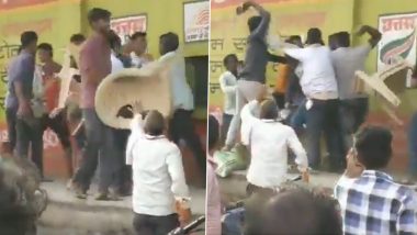 Farmers Clash in Madhya Pradesh: Violent Confrontation Erupts Over Fertilizer Shortage in Sagar, Former MLA Joins Protest (Watch Video)