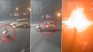 Cooch Behar Road Accident Video: 2 Killed As High-Speed Bike Bursts Into Flames After Colliding With Car in Hooghly, Horrific CCTV Footage Surfaces