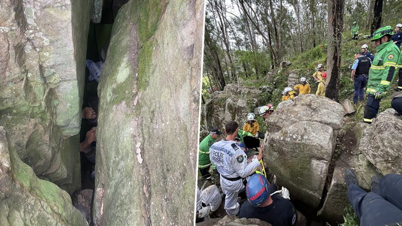 Australian Woman Gets Stuck Upside in Rock Crevice for 7 Hours After Trying To Retrieve Phone in Hunter Valley Region, NSW Ambulance Staff Rescue Her (See Pictures)