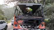 Jammu and Kashmir Bus Fire: Bus Carrying Vaishno Devi Pilgrims Engulfs in Flames Near Katra, Probe Launched (Watch Video)