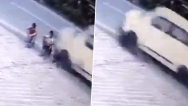 Uttar Pradesh Hit-and-Run: 1 Dead, 2 Critical After Speeding Car Runs Over 3 Boys Sitting on Roadside in Farrukhabad; Police Respond After Horrific Video Surfaces