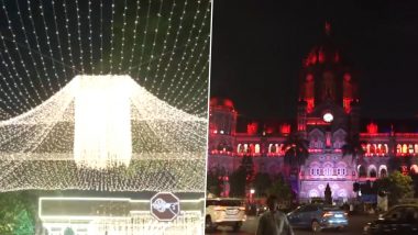 Diwali 2024 Celebration in Mumbai: Chhatrapati Shivaji Maharaj Terminus and Shivaji Park Dazzle with Vibrant Lights To Mark Deepavali (Watch Videos)