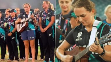 Amelia Kerr Plays Guitar as New Zealand Women's Cricket Team Sings Maori Song While Celebrating ICC Women's T20 World Cup 2024 Title Win (Watch Video)