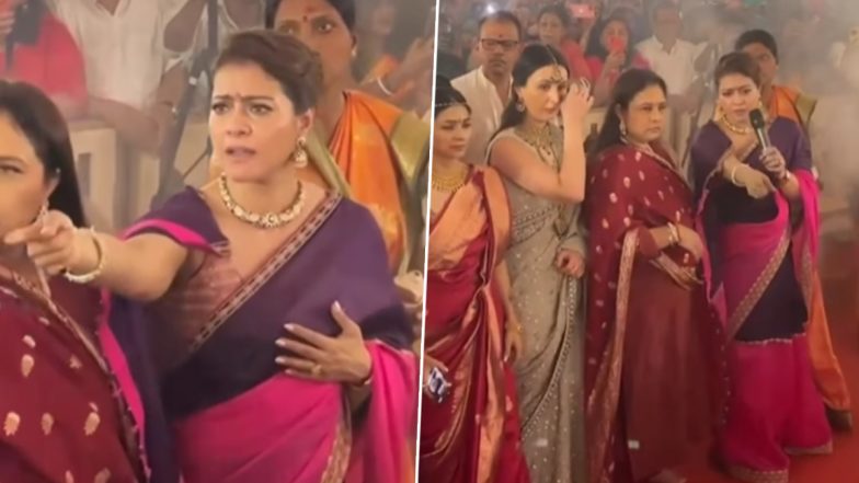 ‘Side Ho Jayie’: Kajol Loses Her Cool at Photogs for Wearing Shoes Inside Durga Puja Pandal; Netizens Call Her 'Upcoming Jaya Bachchan' – WATCH VIRAL VIDEO