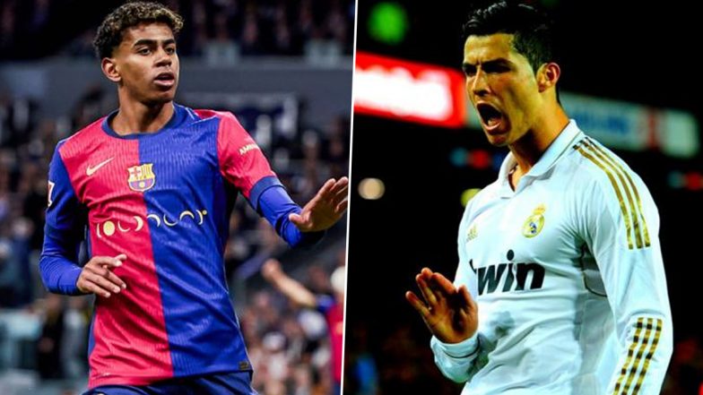 Lamine Yamal Hits Cristiano Ronaldo’s Iconic ‘Calma’ Celebration After Scoring in Real Madrid vs Barcelona La Liga 2024-25 Match