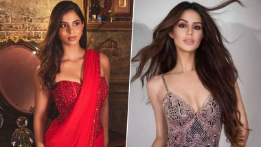 Suhana Khan Dazzles in RED HOT Saree and Corset! Aryan Khan’s Rumoured Girlfriend Larissa Bonesi Pays Her a Compliment (See Pics)