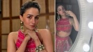 Alia Bhatt Re-Styles Her Fuchsia Pink Mehndi Lehenga for Manish Malhotra&rsquo;s Diwali Party, Champions the Art of Sustainable Fashion in These Pictures