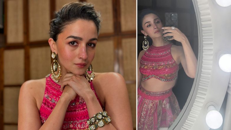 Alia Bhatt Re-Styles Her Fuchsia Pink Mehndi Lehenga for Manish Malhotra’s Diwali Party, Champions the Art of Sustainable Fashion in These Pictures