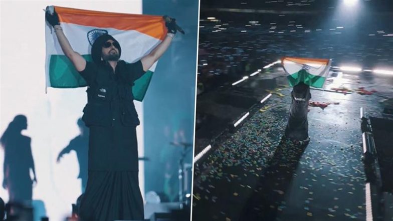 ‘Punjabi Aagaye Apne Desh’: Diljit Dosanjh Proudly Waves the Indian Flag During ‘Dil-Luminati Tour 2024’ Concert in Delhi (Watch Video)