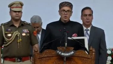 Omar Abdullah Becomes New Jammu and Kashmir CM: National Conference Leader Sworn In As First Chief Minister of Union Territory (Watch Video)