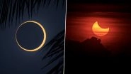 Solar Eclipse 2024 Creates &lsquo;Ring of Fire&rsquo; in Breathtaking Pictures and Videos, Skywatchers Flaunt Photography Skills With Aesthetic Images