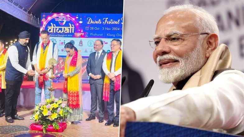 Diwali 2024 Celebrations in Thailand: PM Narendra Modi Lauds Counterpart for Inaugurating ‘Amazing Thailand Diwali Festival’, Says ‘Delighted by PM Paetongtarn Shinawatra’s Gesture’ (See Pics)