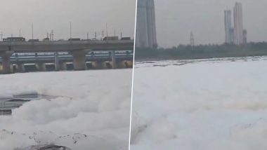 Delhi: Foam in Yamuna River Doubles Despite Government Cleaning Efforts Ahead of Chhath Festival (Watch Video)