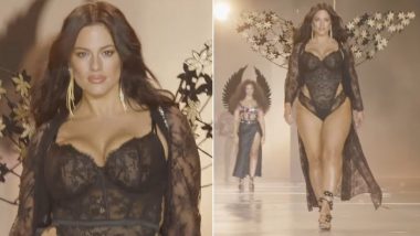 Ashley Graham Makes Victoria’s Secret Fashion Show Debut With Her Goddess Energy in Lacy Black Bodysuit and the Iconic Angel Wings, See Pictures and Videos