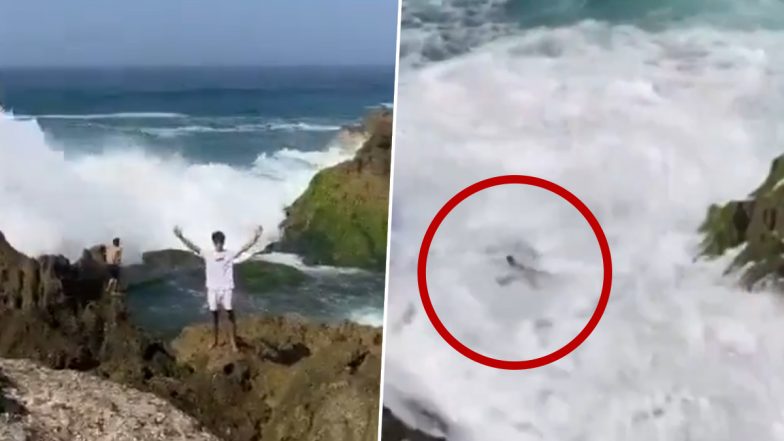 Indonesia: Young Tourist Feared Dead After Massive Wave Drags Him Into Sea During Photo Session at Kedung Tumpang Beach, Terrifying Video Surfaces