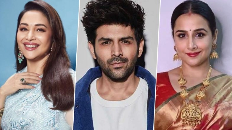 &lsquo;Bhool Bhulaiyaa 3&rsquo;: Madhuri Dixit and Vidya Balan Praise Co-Star Kartik Aaryan at &lsquo;Ami Je Tomar 3.0&rsquo; Song Launch, Here&rsquo;s What They Said!