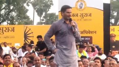 Jan Suraaj Party Launch in Bihar: Political Strategist-Turned-Activist Prashant Kishor Announces Launch of His Political Party in Patna (Watch Video)