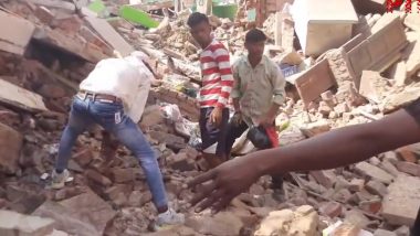 Cylinder Blast in Morena: 2 Persons Feared Trapped As House Collapses Due to LPG Cylinder Explosion in Madhya Pradesh (Watch Video)