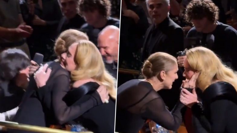 Adele Breaks Down in Tears As She Shares an Emotional Embrace With Celine Dion During Her Las Vegas Residency Concert (Watch Video)