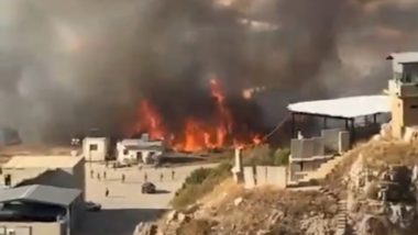 Lebanon Fire Video: Civil Defence Teams Deployed As Massive Blaze Erupts in Hammana