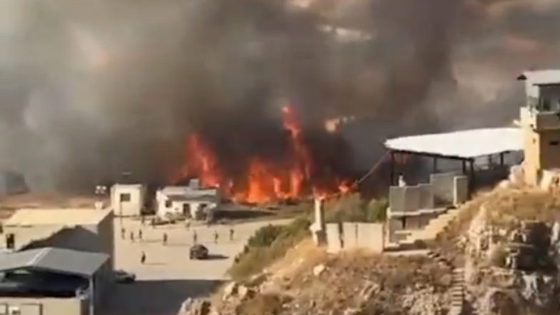 Lebanon Fire Video: Civil Defence Teams Deployed As Massive Blaze Erupts in Hammana