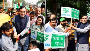 Delhi Air Pollution: Gopal Rai Launches AAP Government’s ‘Red Light On, Gaadi Off’ Campaign (See Pics)