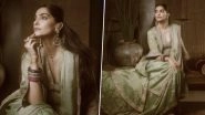 Sonam Kapoor&rsquo;s &lsquo;Phases of the Moon&rsquo; Adorning Her Neck Commands Attention, Actress Makes Jaws Drop in Stunning Mint Green Lehenga During Karwa Chauth Celebration (See Pictures)