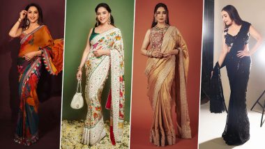 Madhuri Dixit's Saree Looks Can Be Your Inspiration for the Ongoing Festive Season (View Pics)