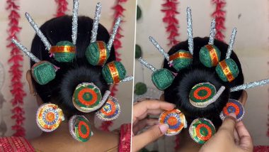 ‘Pataka Bun’ for Diwali 2024: Viral Instagram Reel Shows Traditional Hairdo Styled With ‘Phuljhadi,’ ‘Chakri’ and ‘Sutli Bomb’ and It Will Make Go ROFL (Watch Video)