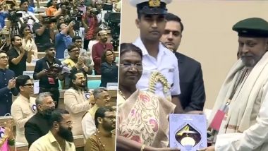 70th National Film Awards: Mithun Chakraborty Receives Standing Ovation As He Accepts the Dadasaheb Phalke Award From President Droupadi Murmu (Watch Video)