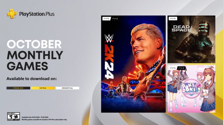 PlayStation Plus October 2024 Games: WWE 2K24, Dead Space, Doki Doki Literature Club Plus Now Available; Check Details