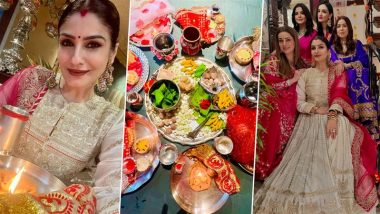 Karwa Chauth 2024: Raveena Tandon Celebrates the Festival in Style With Gorgeous Mehendi and Ethnic Elegance! (Watch Video & Pics)