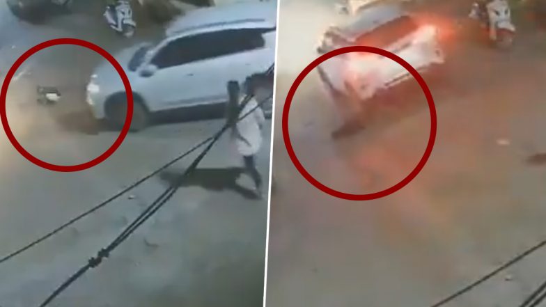 Chhattisgarh Hit-and-Run: Child Killed After Car Runs Over Him While Playing Outside His House in Bilaspur; Horrific Video Surfaces