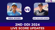 NZ-W 245/8 in 48.3 Overs | India Women vs New Zealand Women Live Score Updates of 2nd ODI 2024: Radha Yadav Strikes Twice in Two Balls