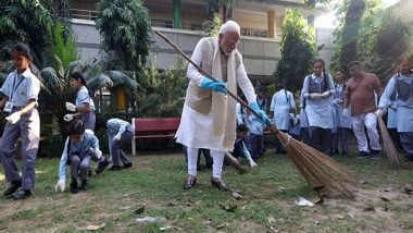 India News | 10 Years of Swachhata Campaign: PM Modi Participates in Cleanliness Drive at a School