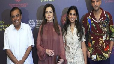 Entertainment News | Nita Ambani, Mukesh Ambani Arrive at NMACC for Opening Night of 'Wildlife Photographer of the Year'