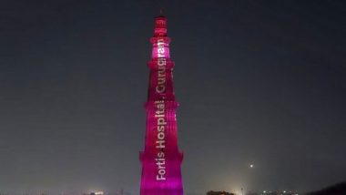 India News | Delhi's Qutub Minar Illuminated in Pink by Fortis Gurugram to Champion Breast Cancer Awareness