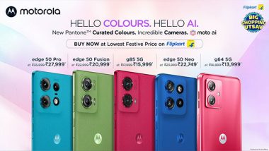 Business News | Motorola's Bestselling Smartphones Including the Motorola Edge50 Pro Go on Sale Starting 9th October on Flipkart for The Big Shopping Utsav Sale 2024