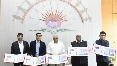 Business News | India Post Issues Special Postage Stamp to Recognise 25 Years of Mudra Port, Released by Gujarat CM