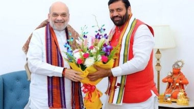 India News | Haryana CM Nayab Singh Saini Pays Courtesy Visit to Amit Shah, Jagdeep Dhankhar