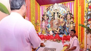 India News | Tripura CM Manik Saha Attends Durga Puja Festival, Engages in Matri Aradhana