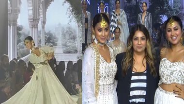 FDCI Lakme Fashion Week 2024: Shriya Saran Stuns With Kathak Performance in Ivory-Gold Anarkali on the Ramp (Watch Video)