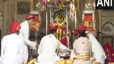 India News | MP: Union Minister Jyotiraditya Scindia, Son Mahanaryaman Scindia Offer Prayers at Gorkhi Devghar in Gwalior on Vijayadashami