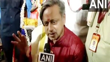 India News |  Kerala: Shashi Tharoor Initiates Children into Writing Their First Letters on 'Vidyarambham'