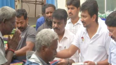 India News | TN Rains: Deputy CM Udhayanidhi Stalin Distributes Relief Materials to Sanitation Workers in Chennai