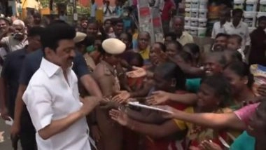 India News | Tamil Nadu CM MK Stalin Inspects Rain-affected Areas in Chennai, Distributes Relief Materials